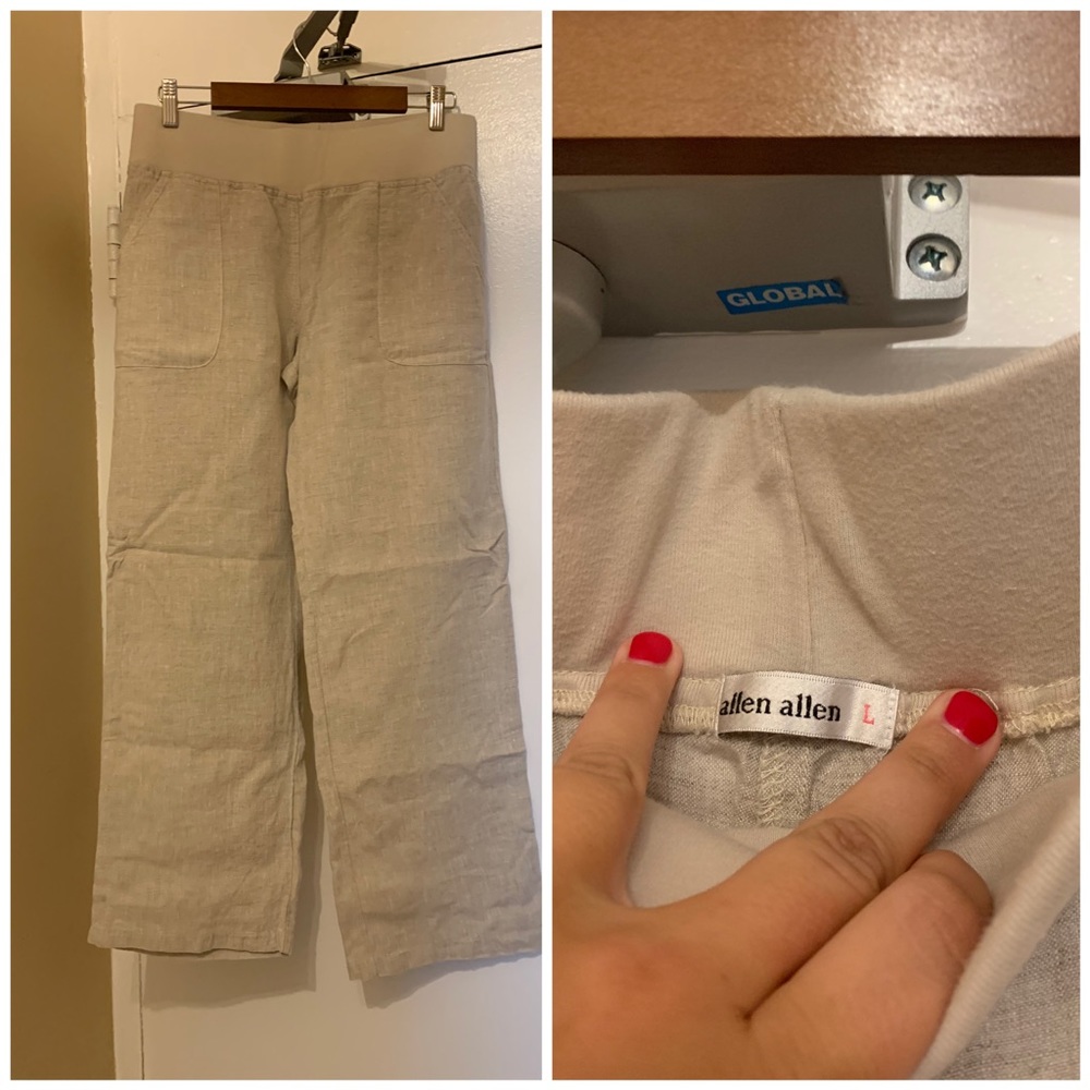 Cream Linen Long Pants